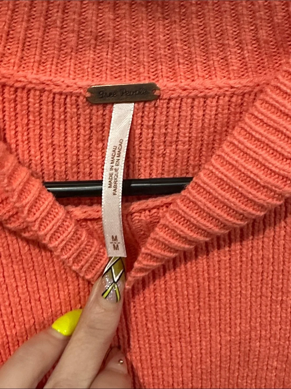 Free People Coral Cropped Crew Sweater